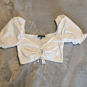 Blue Blush White Top size small